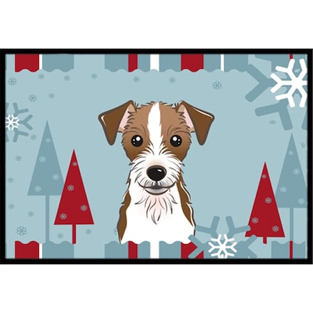 Carolines Treasures Winter Holiday Jack Russell Terrier Indoor and Outdoor Mat- 18 x 27 in. BB1698MAT